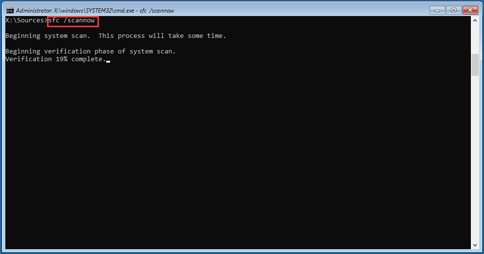 run sfc /scannow command
