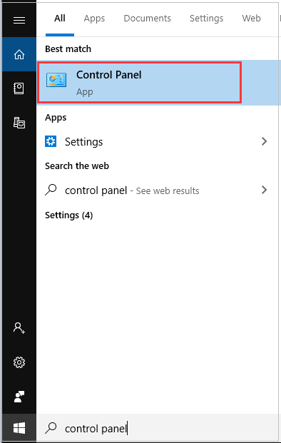 click on the Control Panel