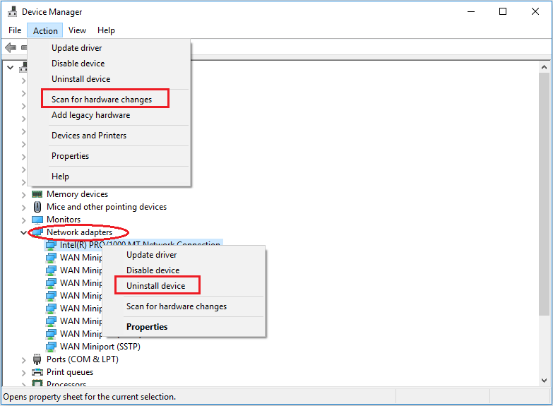uninstall your network adapter
