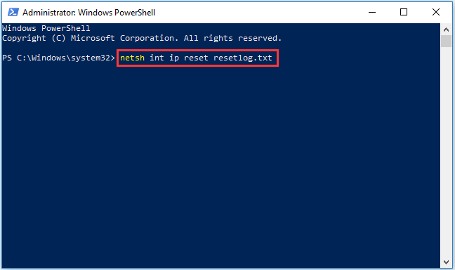 reset TCP/IP in Windows PowerShell