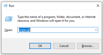 type ncpa.cpl and hit Enter
