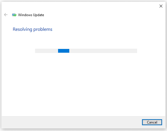 Windows Update troubleshooter is resolving problems