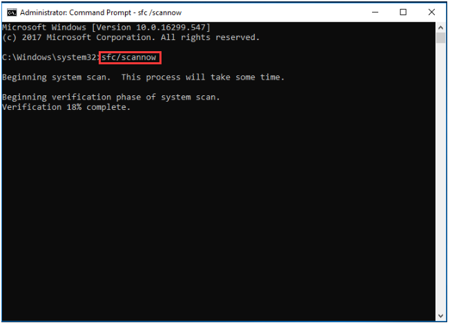 type sfc/scannow to scan and restore the corruptions
