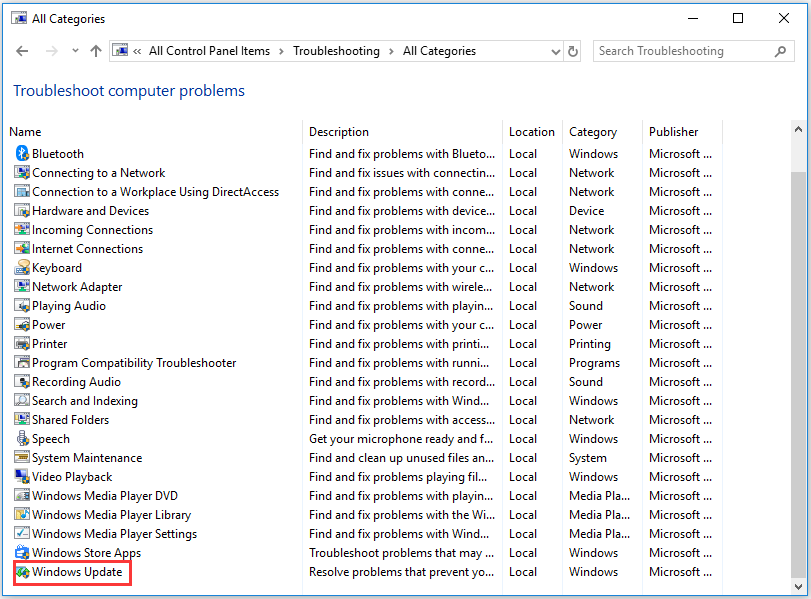 double click Windows Update