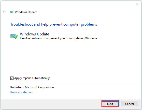 click Next to apply repairs automatically