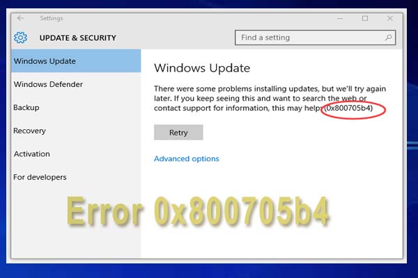 Windows 10 update error 0x800705b4
