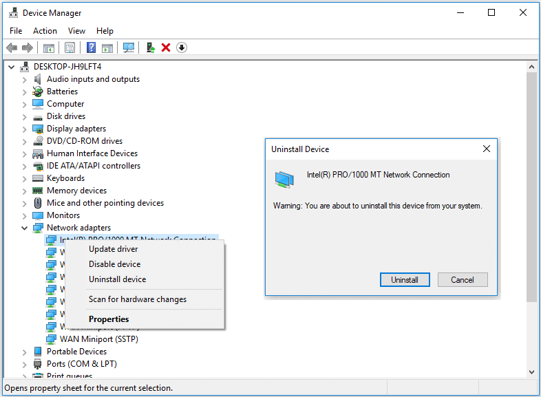uninstall old wireless adapter driver