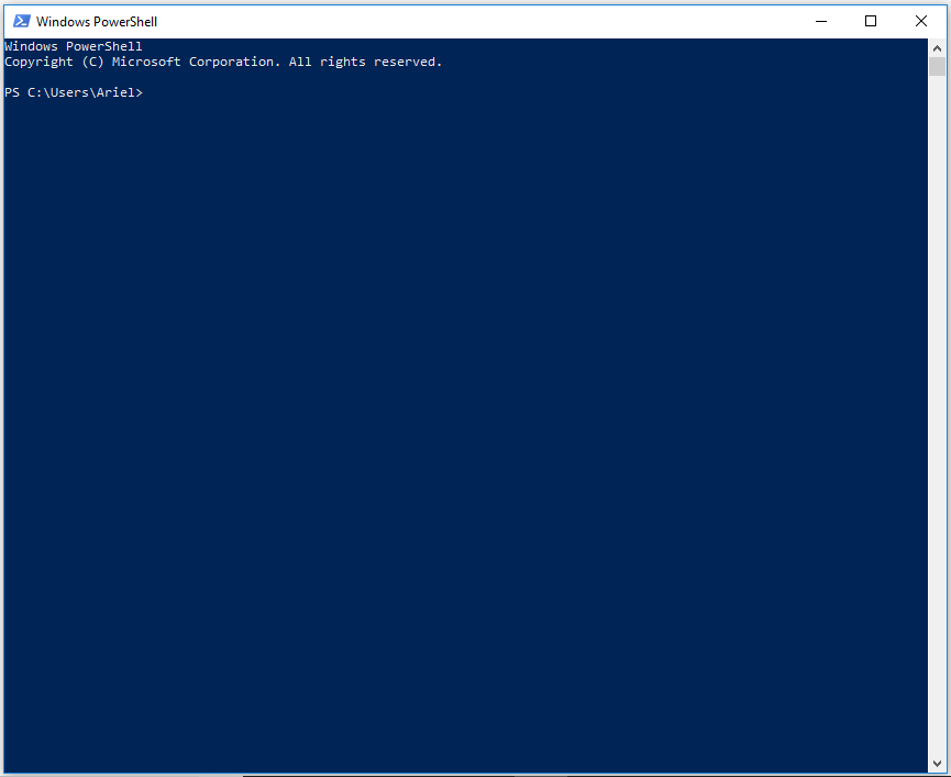 the window of windows PowerShell