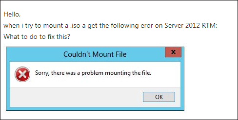 Couldn’t Mount File error Windows Server user reported