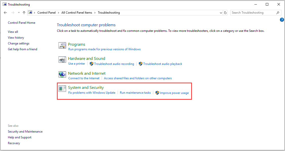 click on System & Security
