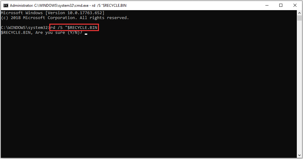 input rd /S 