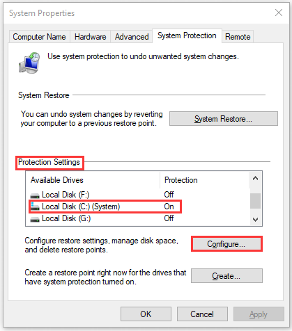 configure the system drive