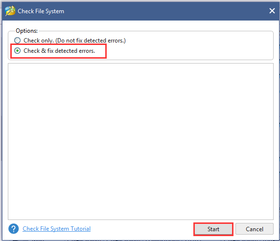 check and fix detected errors