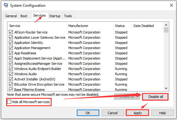 disable all non-Windows utility services