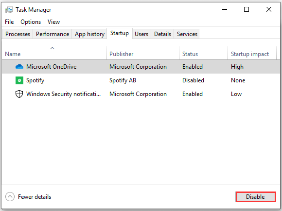 disable the enabled program