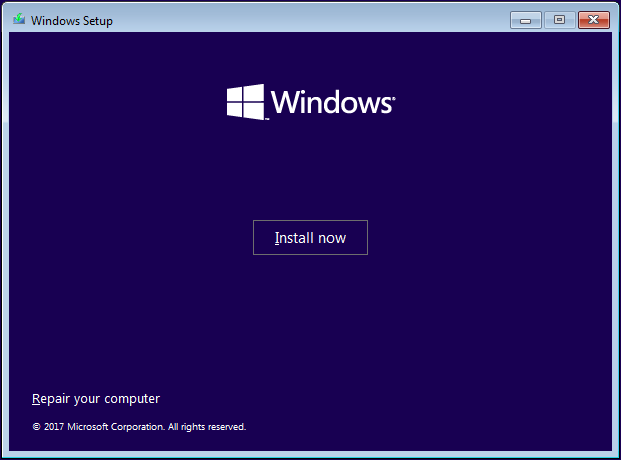 Windows install now