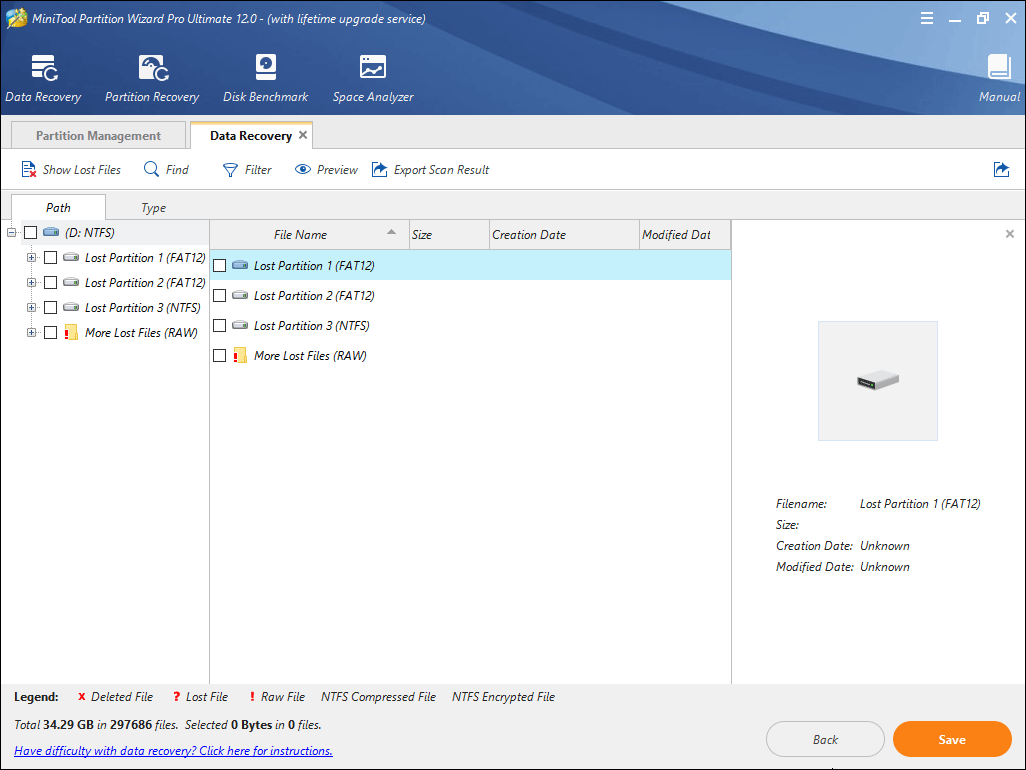 find the files that need to be recovered and then click Save