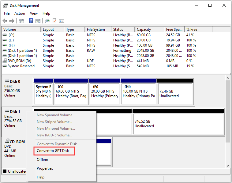 convert the 3TB hard drive to GPT