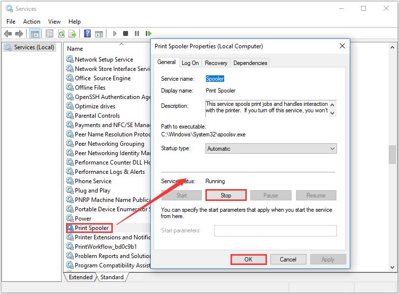 disable Print Spooler service