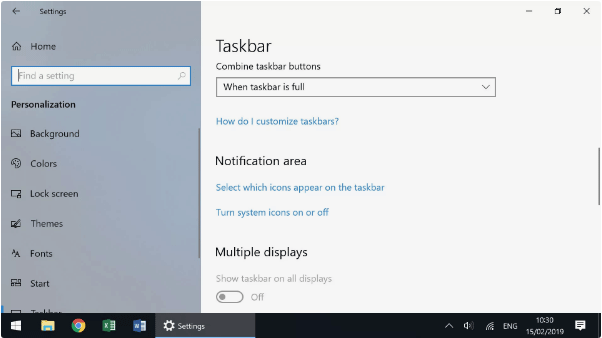 Taskbar settings