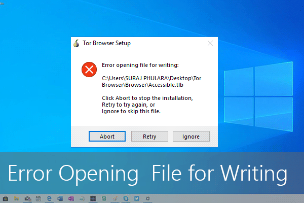 ccleaner download says error opening file for writing