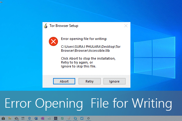 nsis error start file for writing