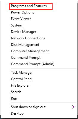 select Programs and Features