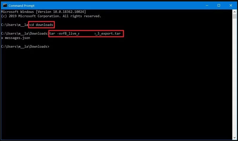 run tar -xvfYOURFILENAME_export.tar
