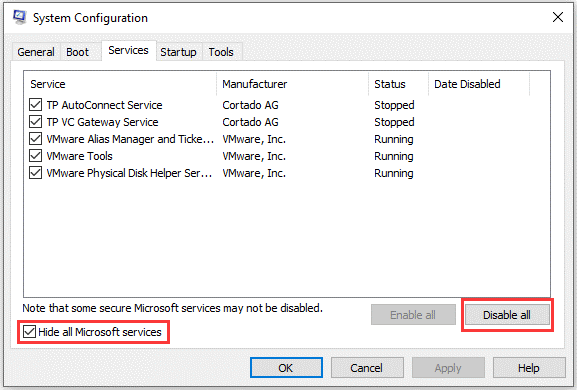 disable all the third-party software  