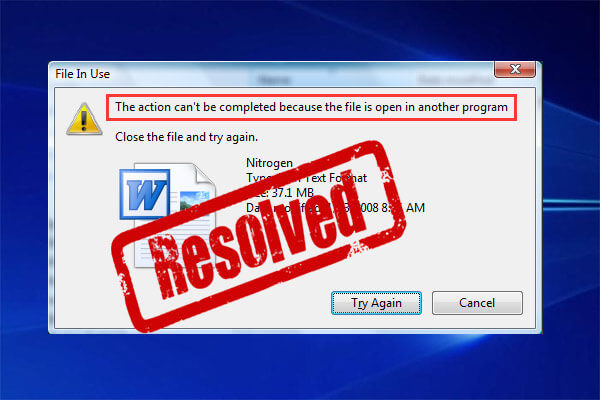 file is open in another program