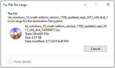 fat32 too large for destination file system