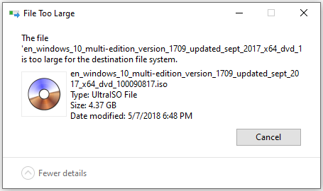 Solved] - The File Is Large for the Destination File System