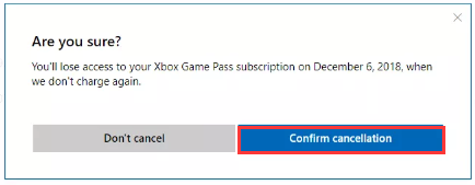 confirm the cancellation