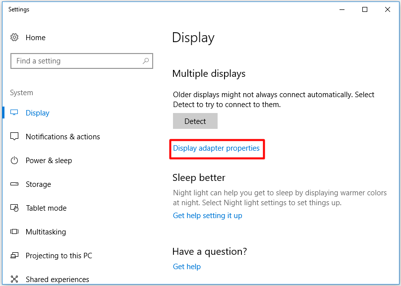 click Display adapter properties