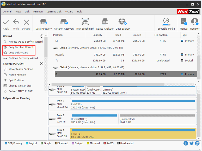 the Copy Partition Wizard feature of MiniTool Partition Wizard