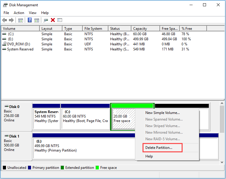 delete free space
