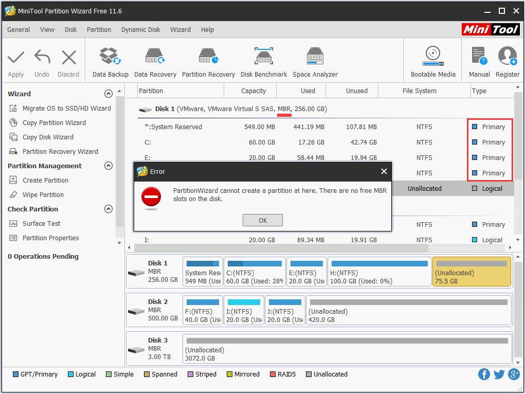cant create partition already four primary partitions