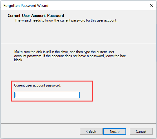 input user account password