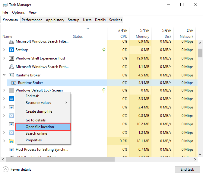 open file location