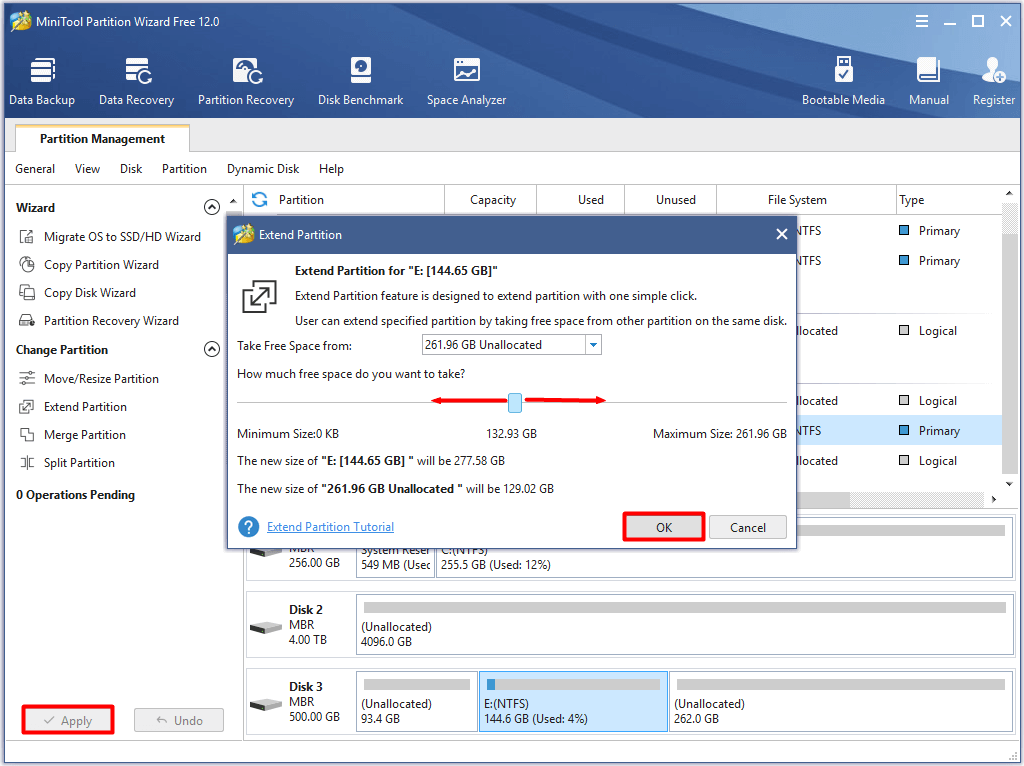 how to fix a runtime error decide the amount and source space that you want to extend