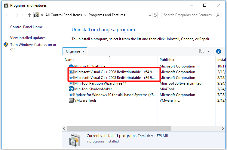 find Microsoft Visual C++ programs