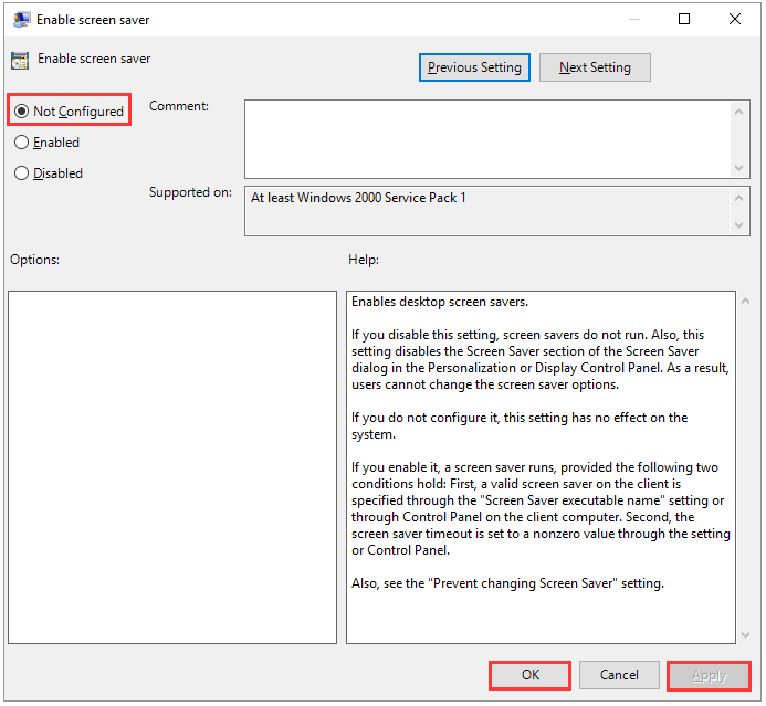set policy Not Configured