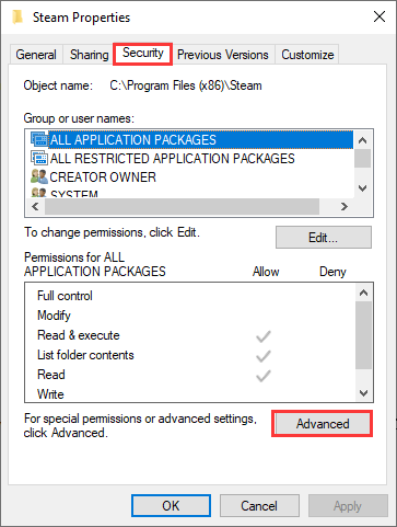 click Advanced