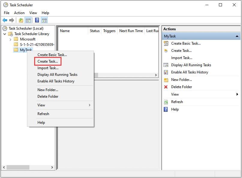 click create task