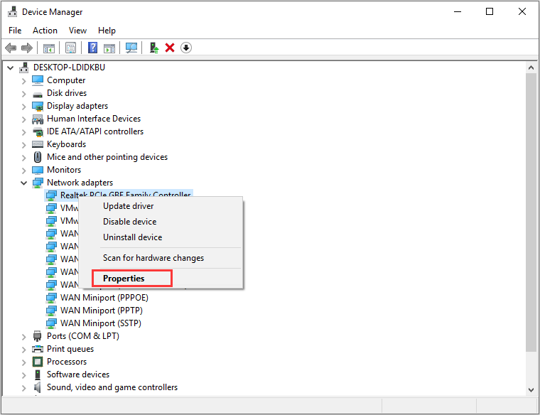 right click your network adapter and choose properties