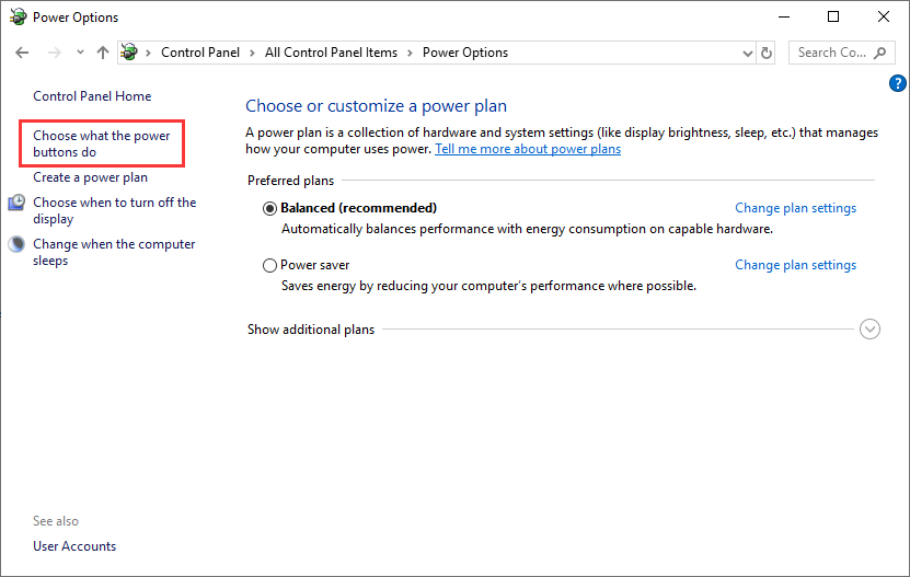choose what the power buttons do