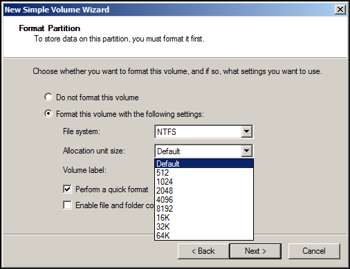 create new simple volume in Disk Manangement