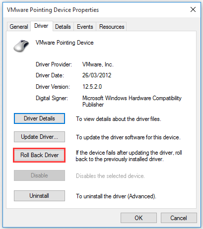 click Roll Back Driver