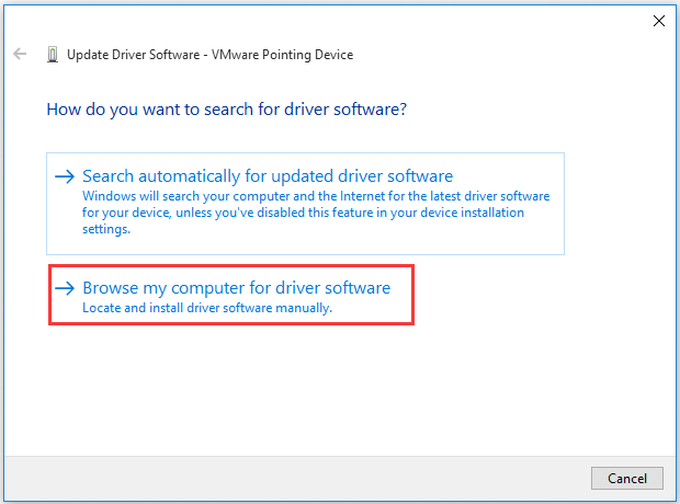 select Browse my computer for driver software
