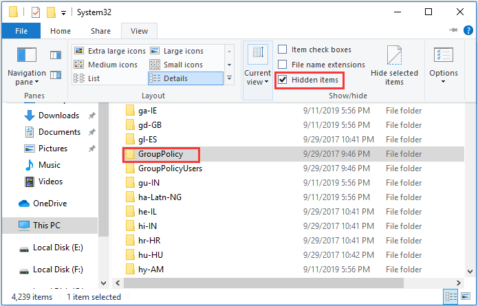expand GroupPolicy folder